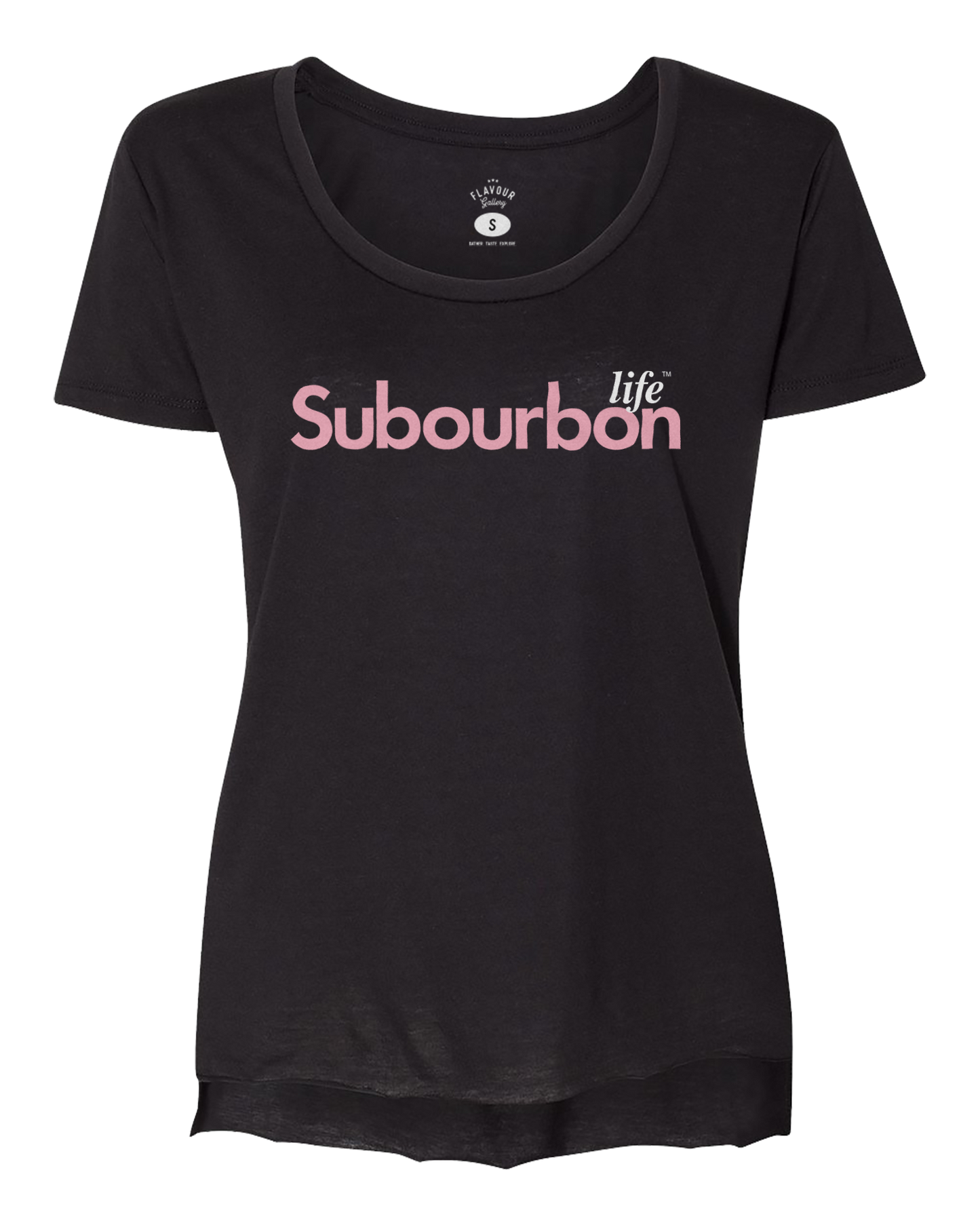 Subourbon Life - Black Sleeve Ladies Festival Scoop Neck Tee Shirt