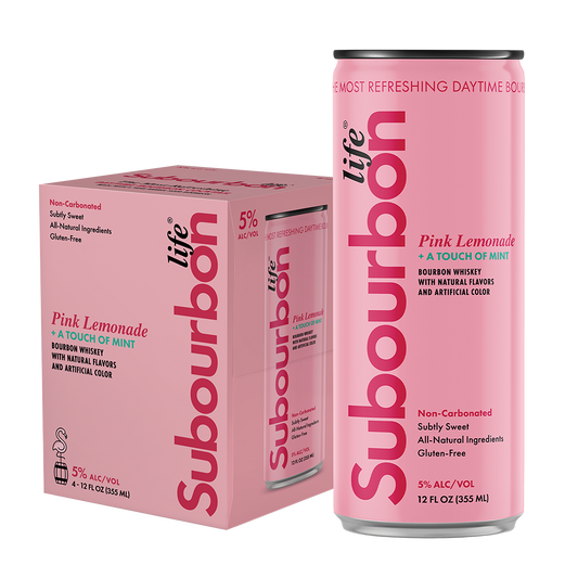 Subourbon Life - Bourbon and Pink Lemonade with a Touch of Mint Ready to Drink Cocktail (4 Pack)