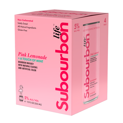 Subourbon Life - Bourbon and Pink Lemonade with a Touch of Mint Ready to Drink Cocktail (4 Pack)