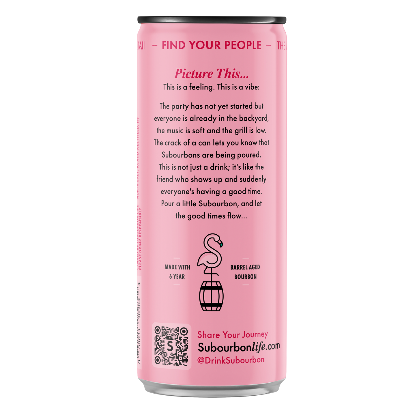 Subourbon Life - Bourbon and Pink Lemonade with a Touch of Mint Ready to Drink Cocktail (4 Pack)